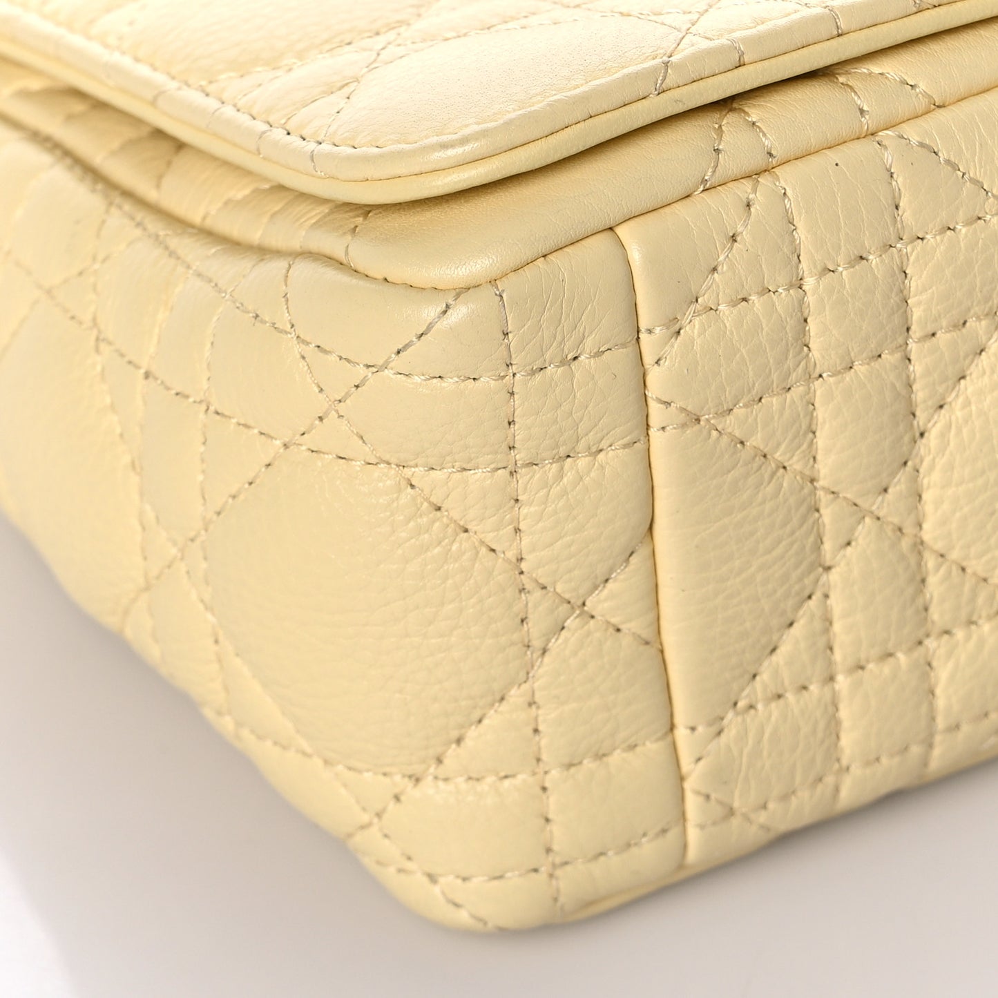 Calfskin Cannage Small Caro Bag Pale Yellow