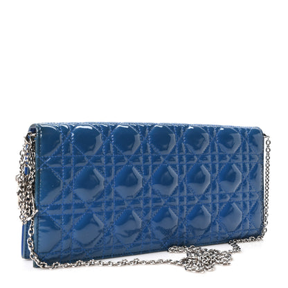 Christian Dior Patent Cannage Lady Dior Convertible Clutch Blue 3 of 9