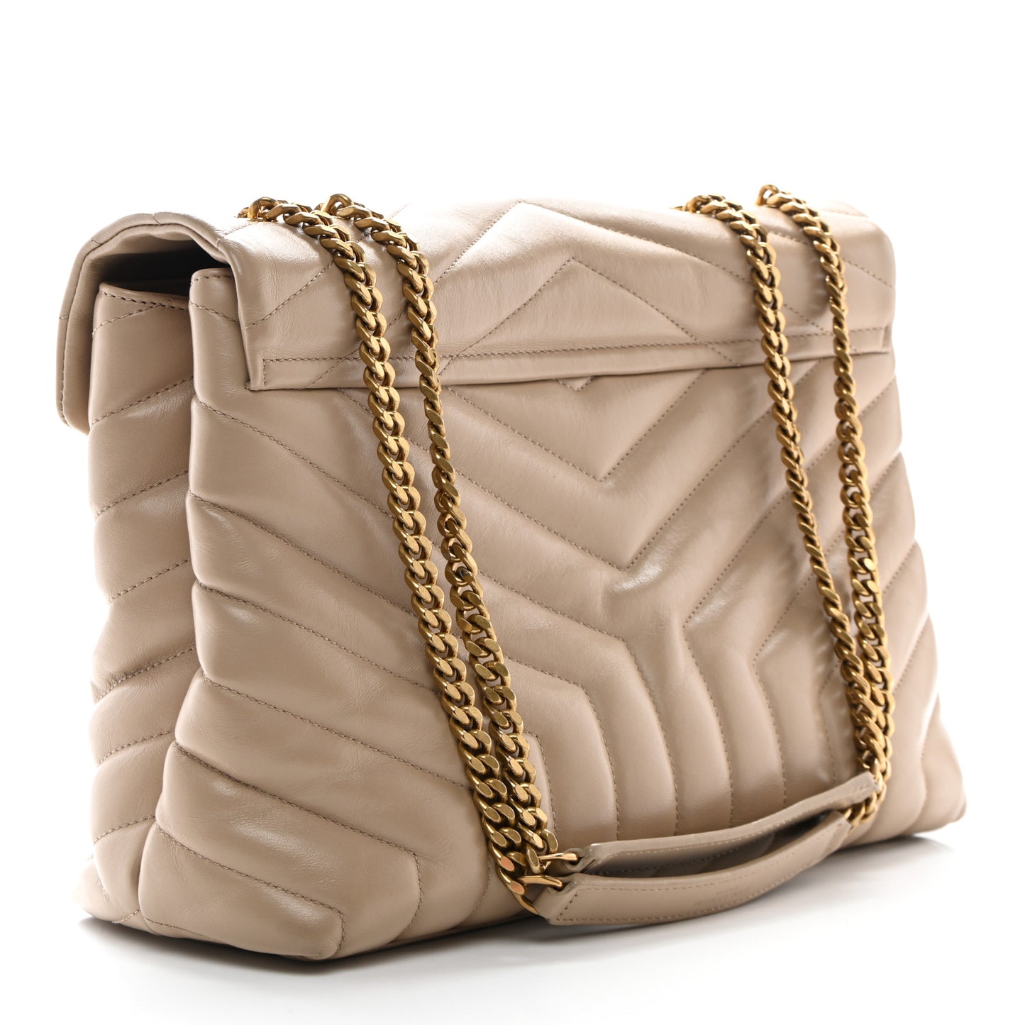 Calfskin Y Quilted Monogram Medium Loulou Chain Satchel Dark Beige