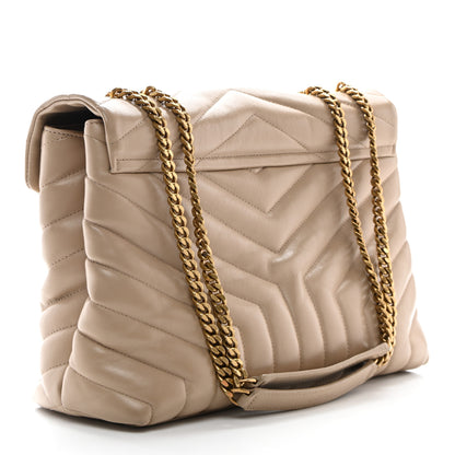 Saint Laurent Calfskin Y Quilted Monogram Medium Loulou Chain Satchel Dark Beige 3 of 13