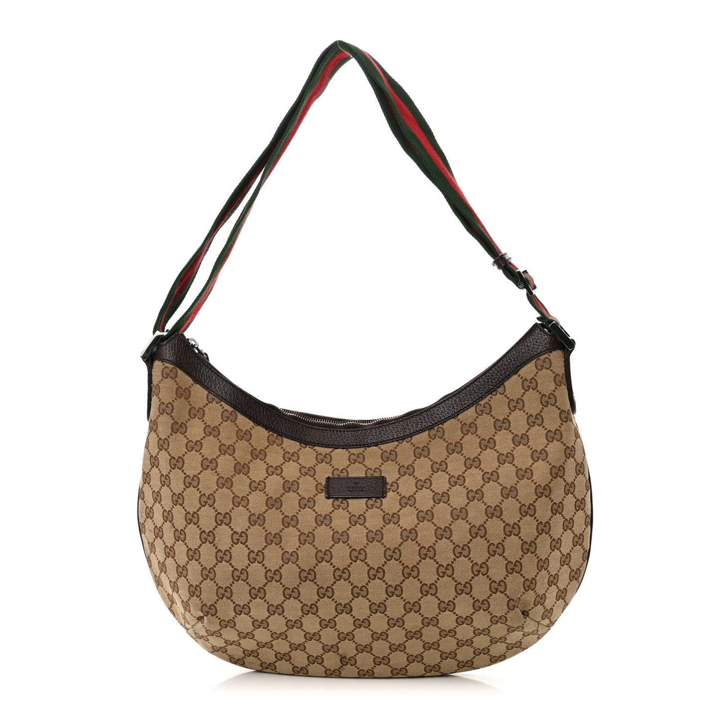 Monogram Web Medium Half Moon Hobo Dark Brown