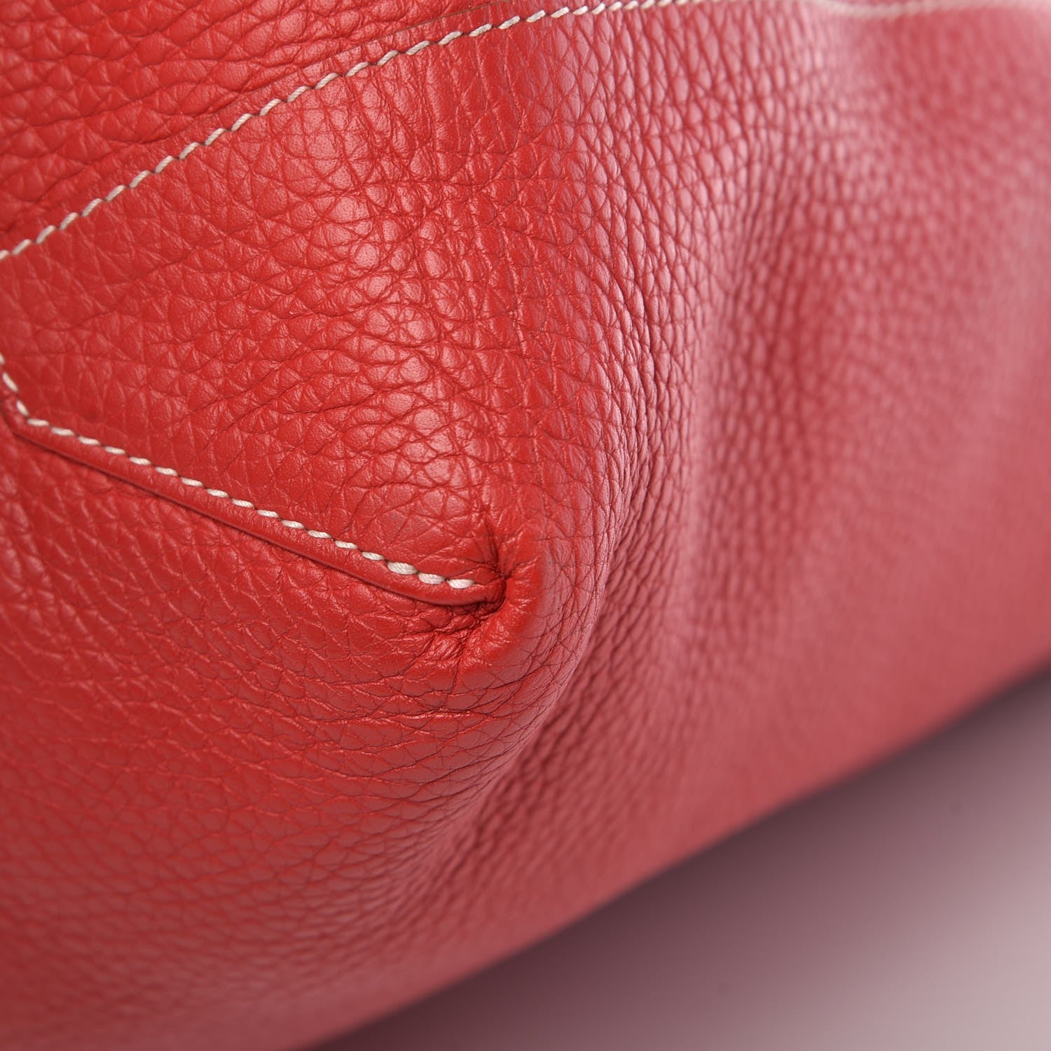 Hermes Taurillon Clemence Double Sens 45 Reversible Tote Rouge Casaque Crevette 13 of 13