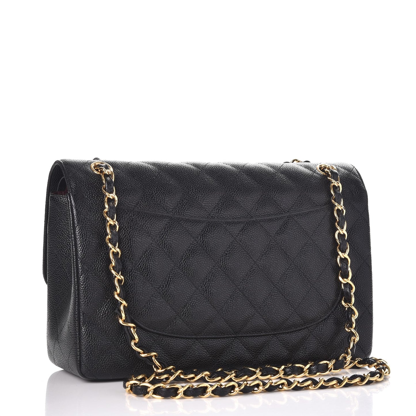 Caviar Quilted Jumbo Double Flap Black