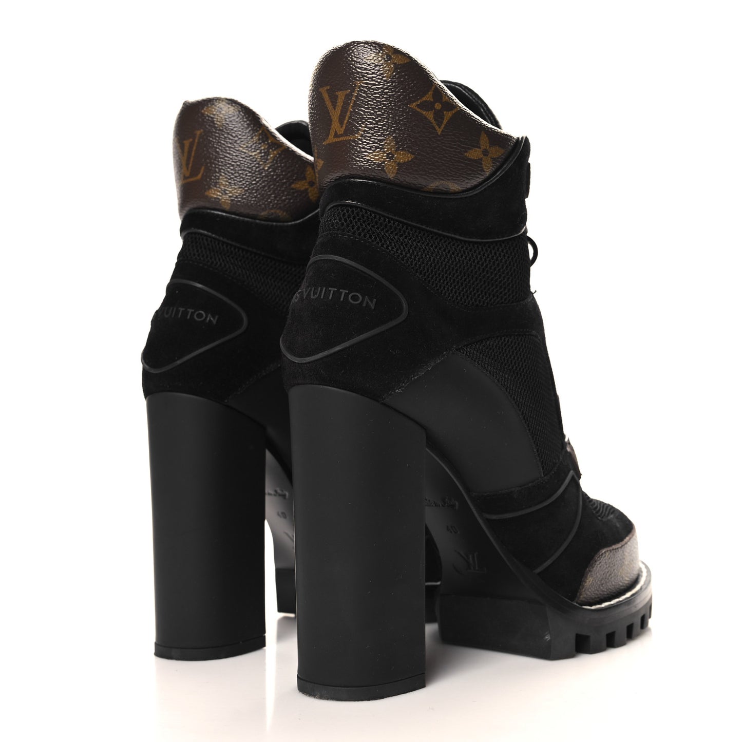 Suede Calfskin Monogram Star Trail Ankle Boots 40 Black