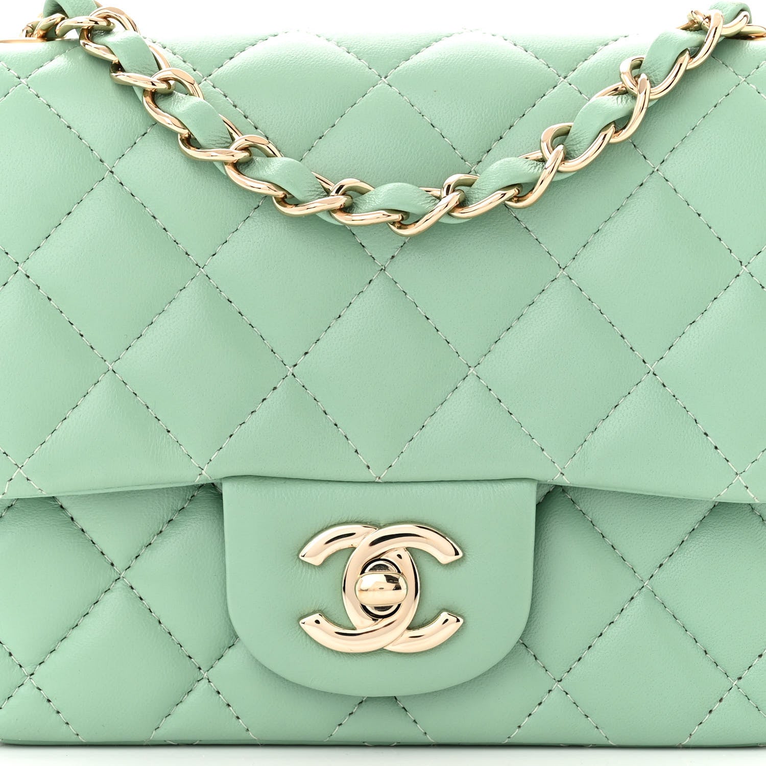 Chanel Lambskin Quilted Mini Square Flap Light Green 8 of 10