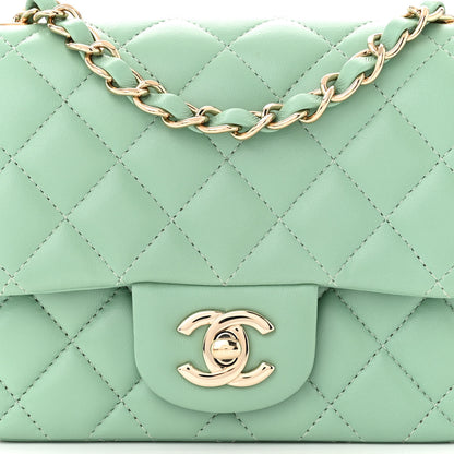 Chanel Lambskin Quilted Mini Square Flap Light Green 8 of 10