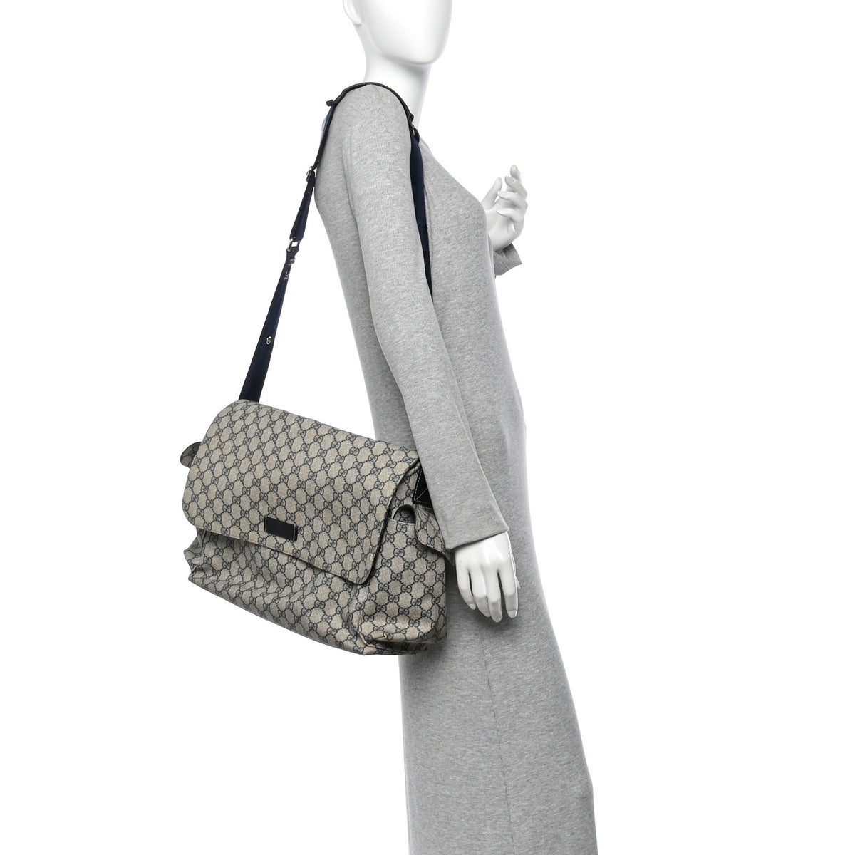 GG Plus Monogram Messenger Diaper Bag Navy
