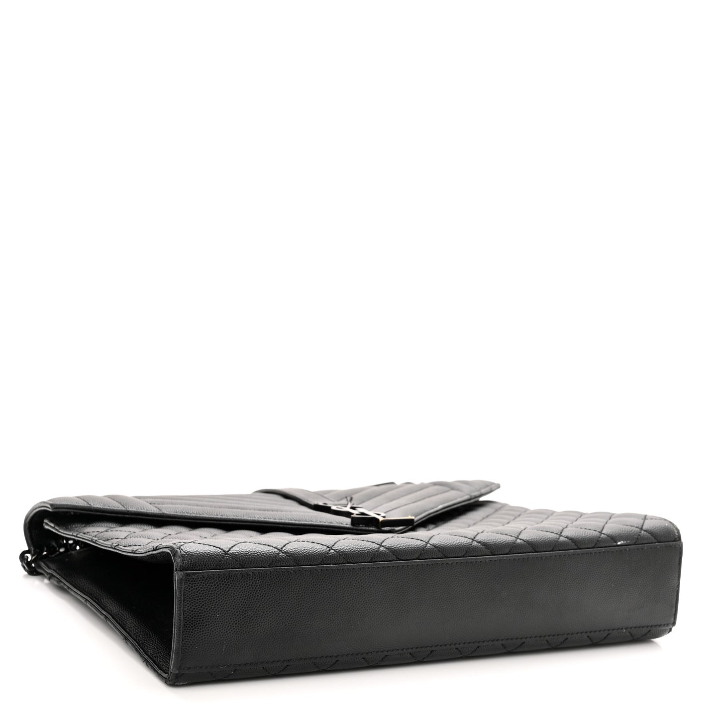 Grain De Poudre Textured Mixed Matelasse Large Triquilt Monogram Monochrome Satchel Black