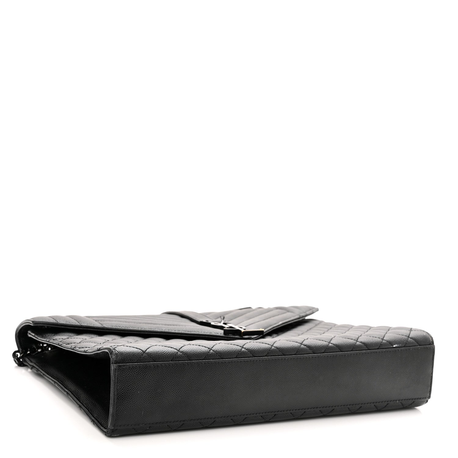 Saint Laurent Grain De Poudre Textured Mixed Matelasse Large Triquilt Monogram Monochrome Satchel Black 4 of 21
