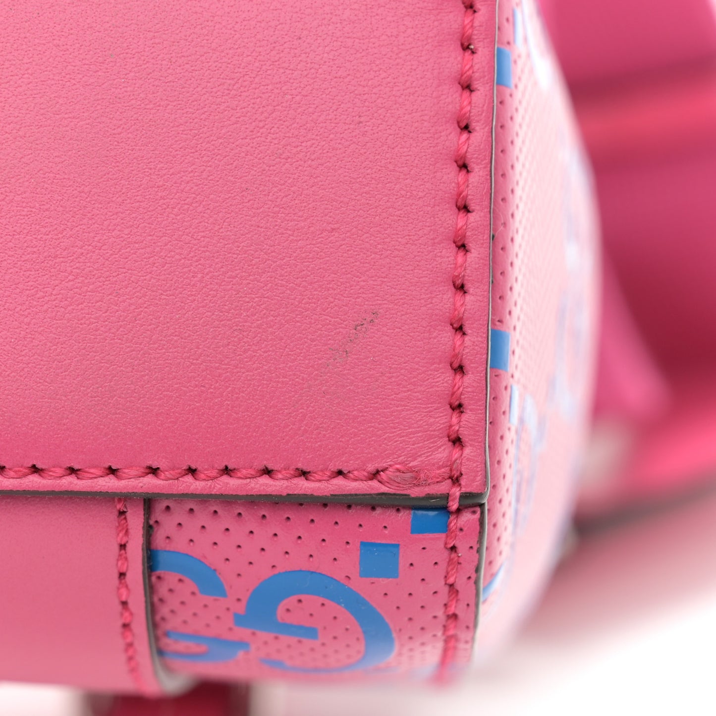 Calfskin GG Tennis Embossed Mini Tote Bag Modern Fucsia Modern Blue