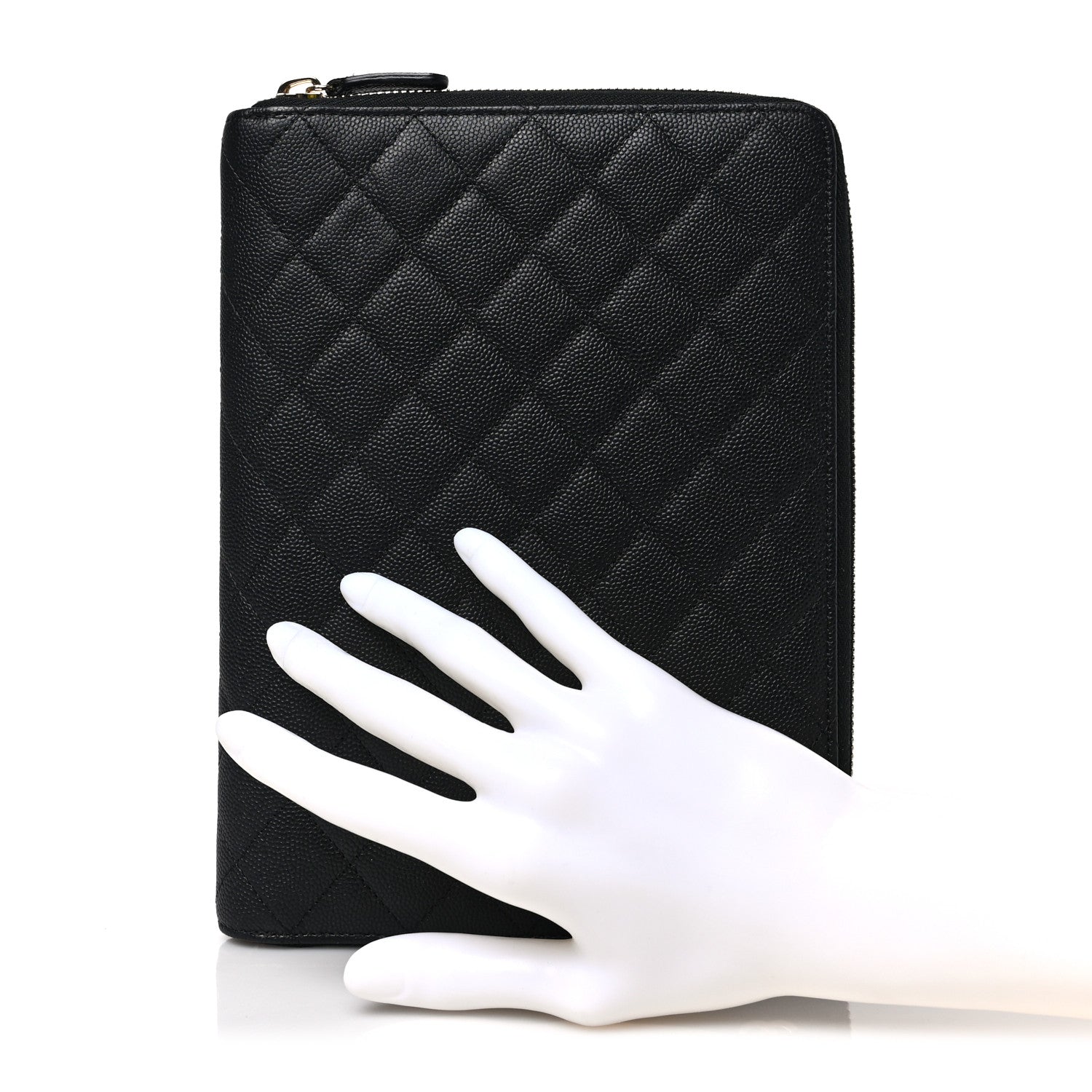 Chanel Caviar Quilted Zip Around Notebook Agenda Cover Black 2 of 6