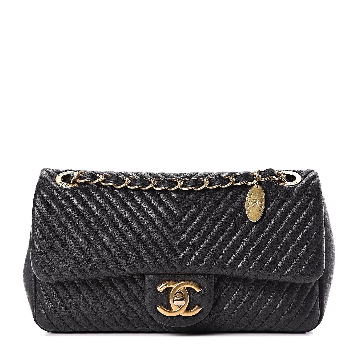 Chanel Calfskin Surpique Chevron Small Flap Black 1 of 10