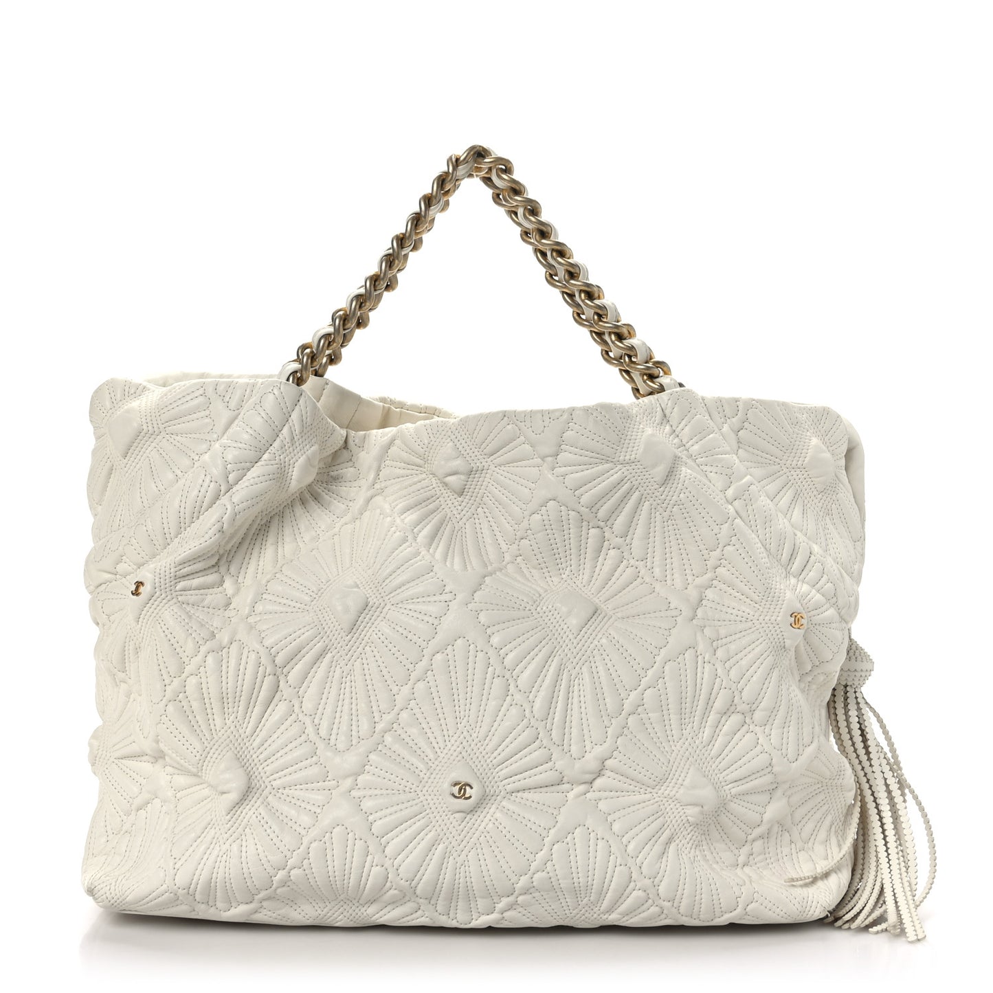 Lambskin Quilted Ca D'Oro Tote Ivory