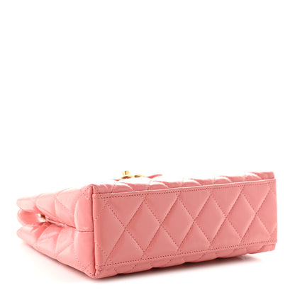 Chanel Shiny Aged Calfskin Quilted Nano Kelly Shopper Coral Pink 4 of 11