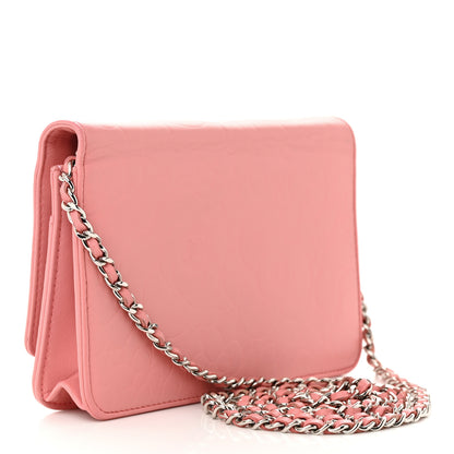 Chanel Lambskin Camellia Embossed Wallet on Chain WOC Pink 3 of 13