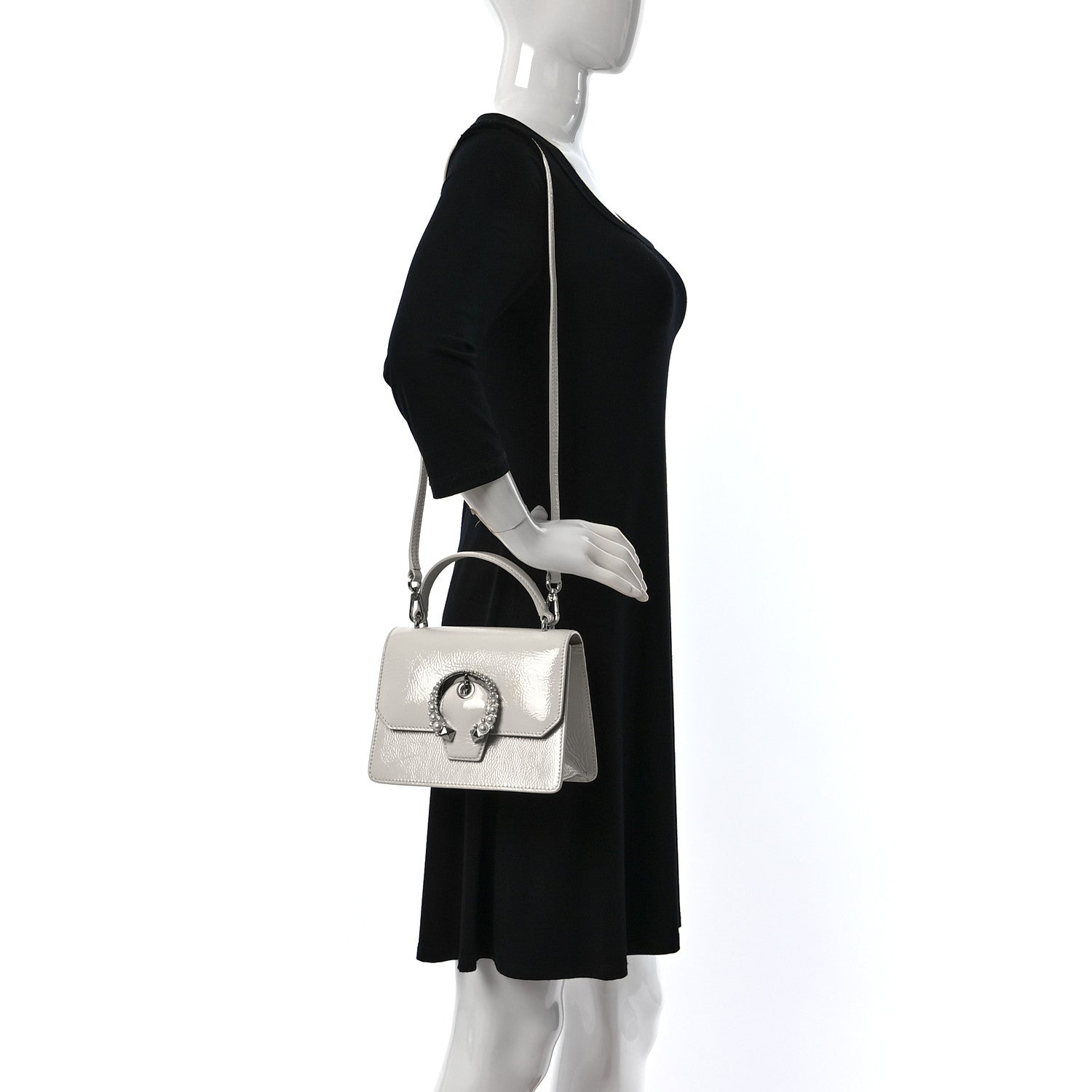 Jimmy Choo Textured Patent Calfskin Small Madeline Satchel Latte 3 of 13