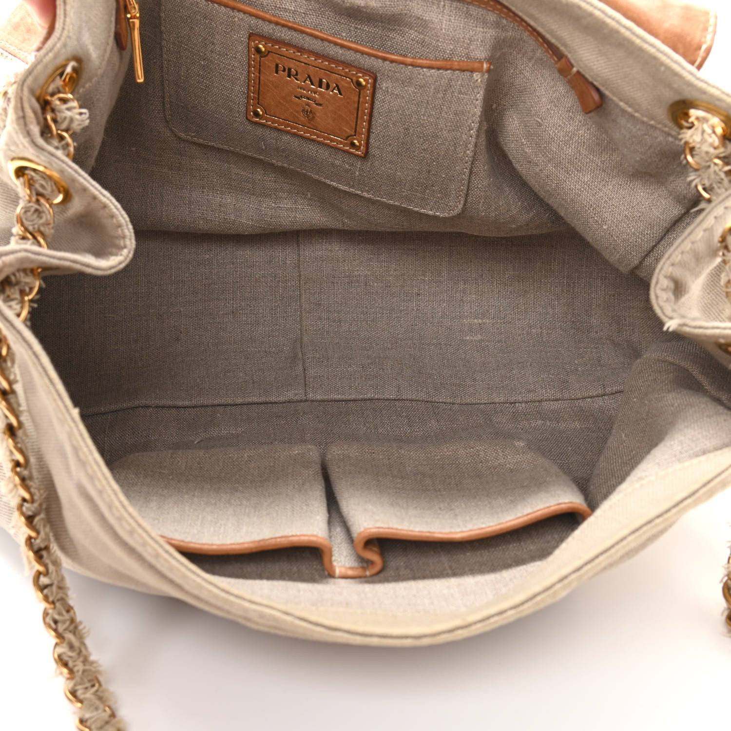 Prada Canapa Cinghiale Chain Flap Naturale Cuoio 5 of 12