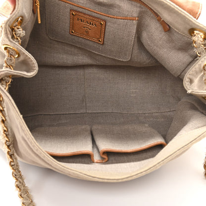 Prada Canapa Cinghiale Chain Flap Naturale Cuoio 5 of 12