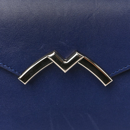 Moynat Box Calfskin Gabrielle Reporter Shoulder Bag Blue 10 of 14