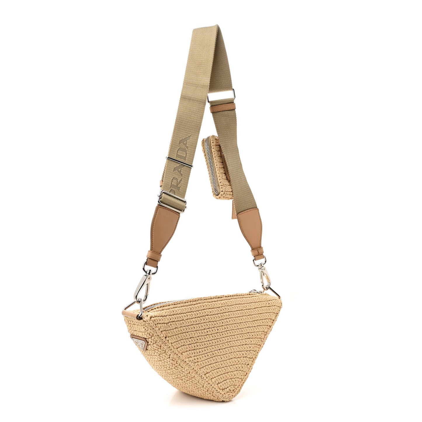 Yarn Raffia Effect Crochet Triangle Shoulder Bag Naturale