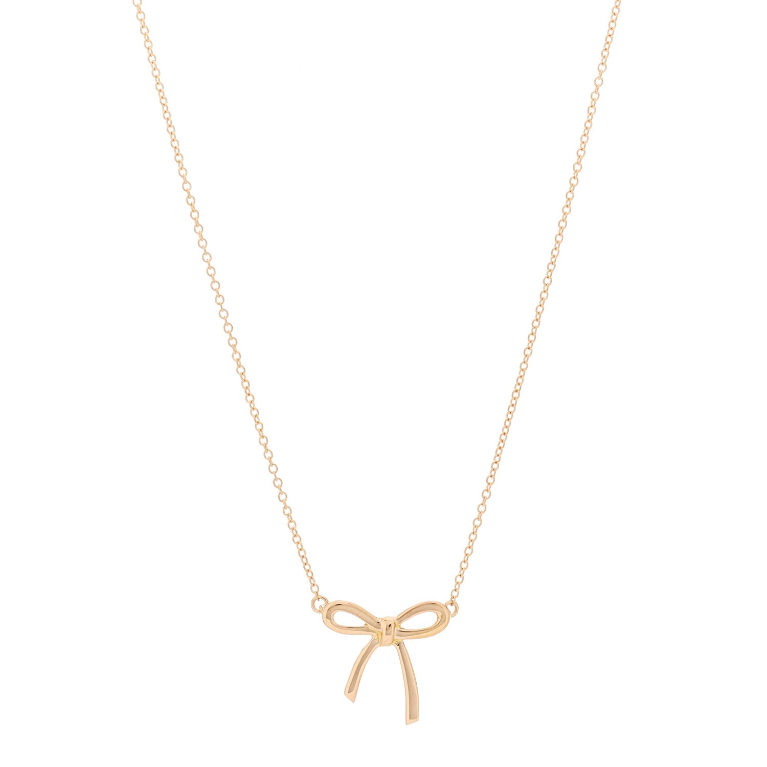 Tiffany 18K Rose Gold Mini Bow Pendant Necklace 1 of 5
