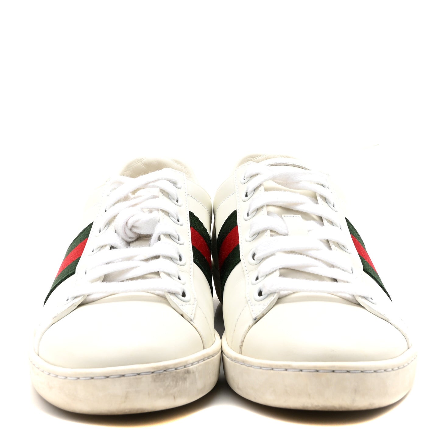 Calfskin Crocodile Web Womens Ace Sneakers 35 White Green