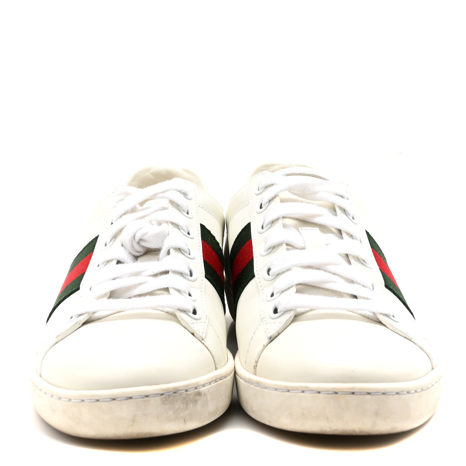 Gucci Calfskin Crocodile Web Womens Ace Sneakers 35 White Green 3 of 9