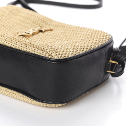 Saint Laurent Raffia Canvas Monogram Lou Camera Bag Beige Black 8 of 8