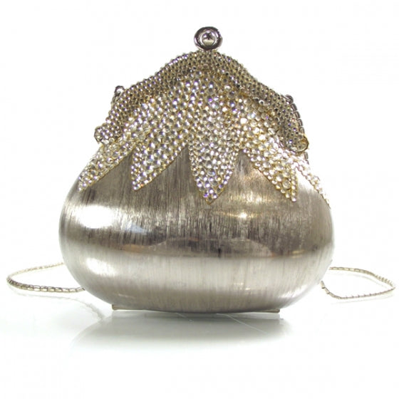 Swarovski Crystal Chatelaine Minaudiere Brushed Silver