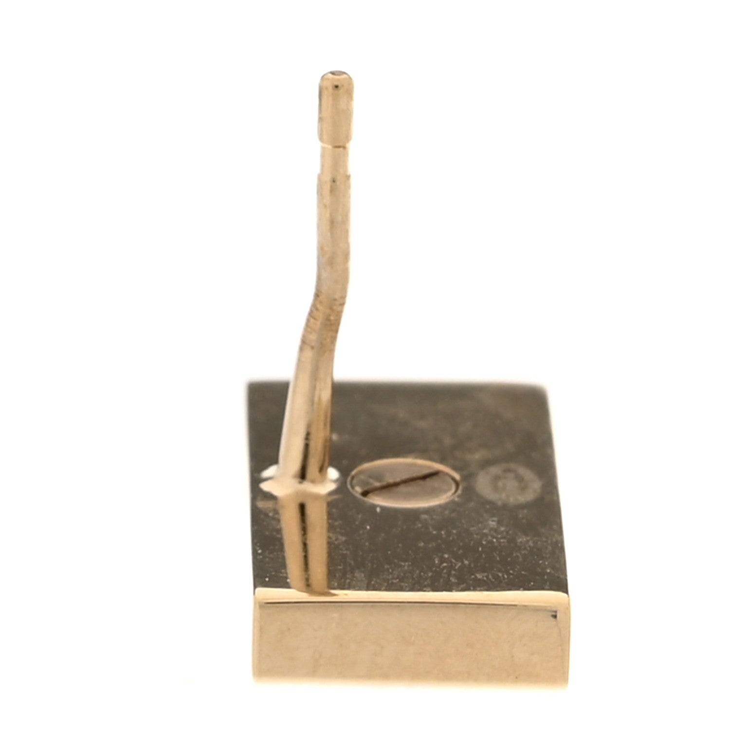 Chanel Metal Rectangle Logo Earrings Gold 5 of 7