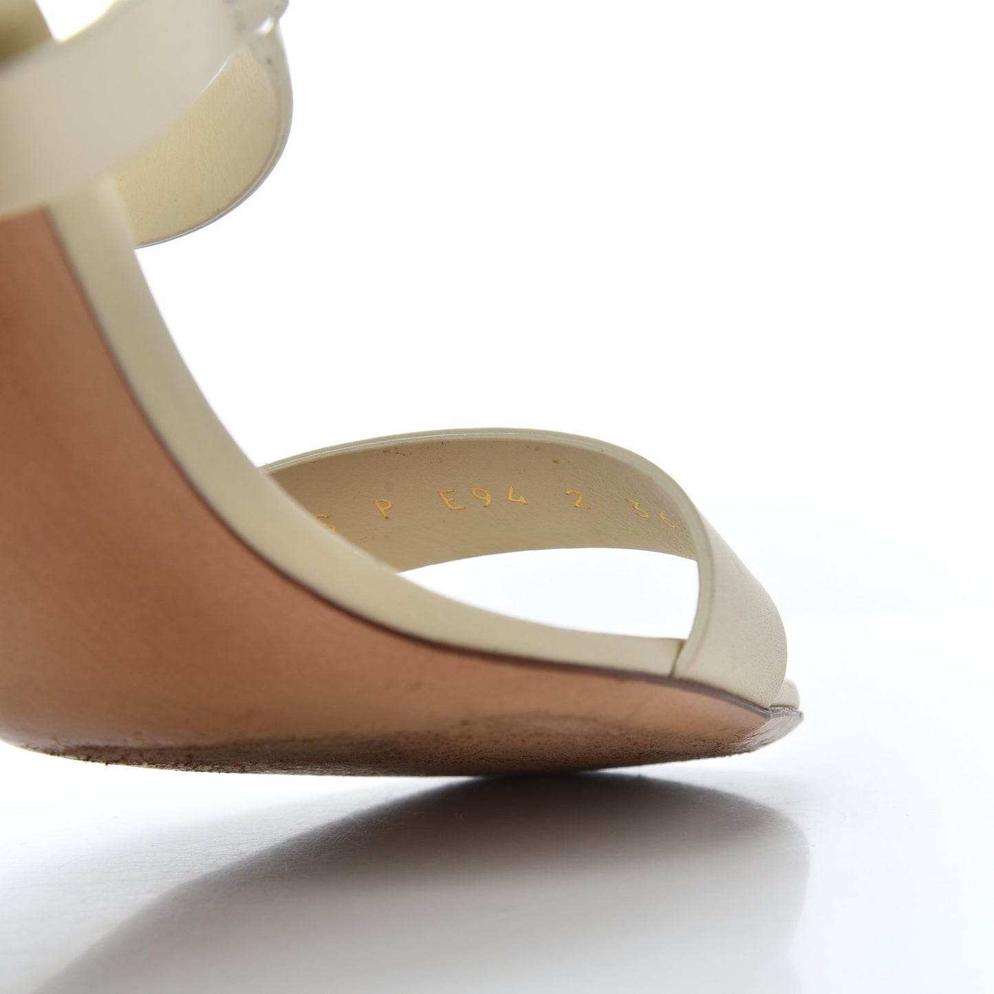 Calfskin Nappa Rockstud Spike 90mm Ankle Strap Sandals 36 Ivory