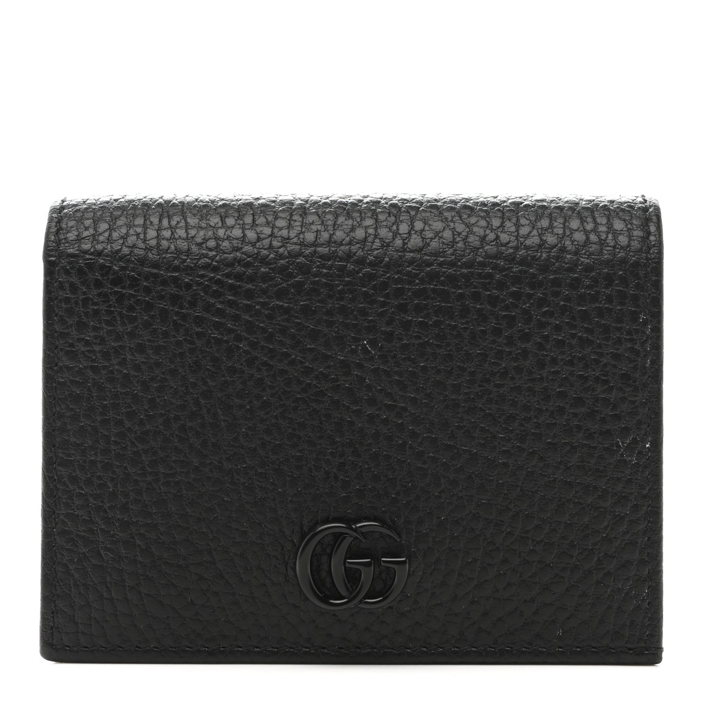 Dollar Calfskin Enamel Monochrome GG Marmont Card Case Black