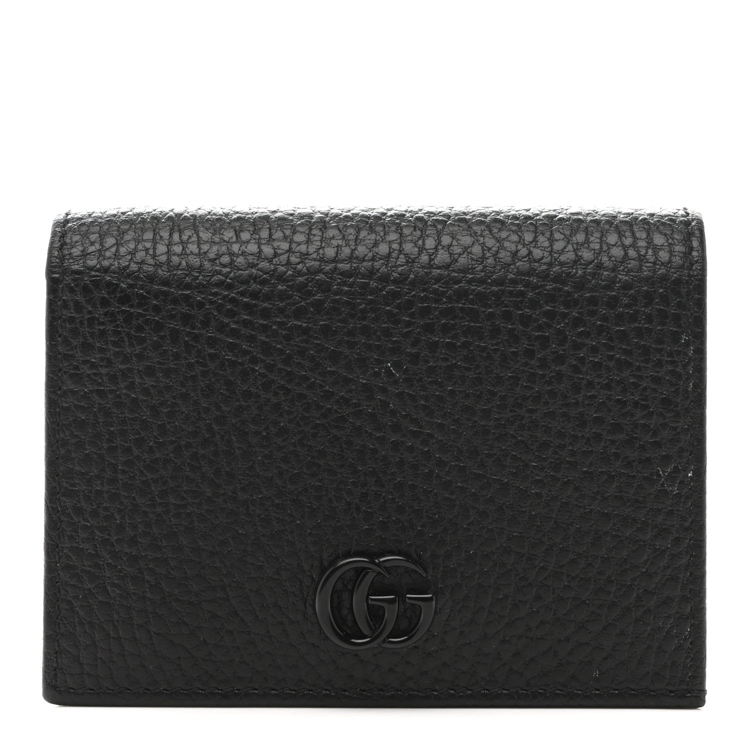 Gucci Dollar Calfskin Enamel Monochrome GG Marmont Card Case Black 1 of 9