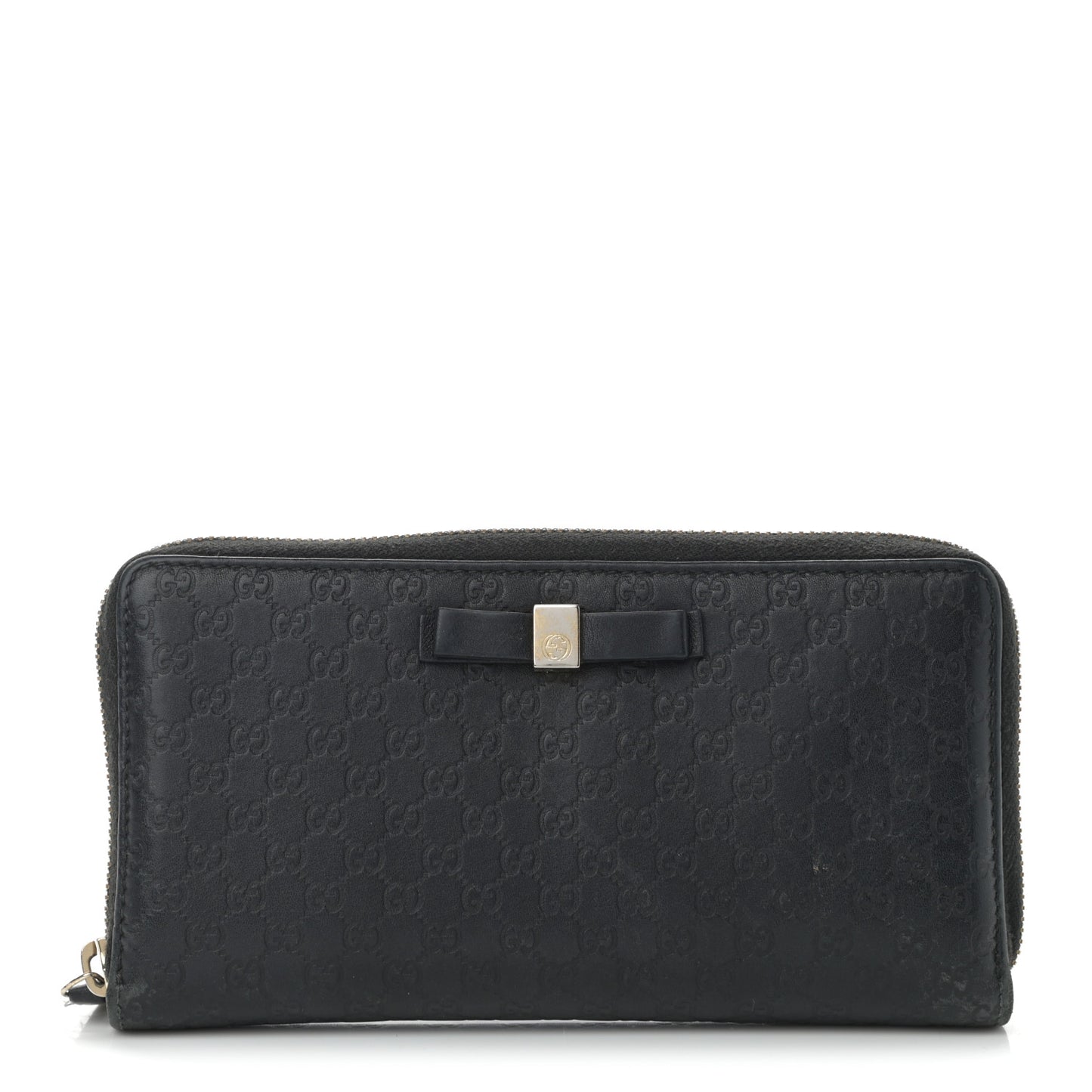 Microguccissima Bow Zip Around Wallet Black