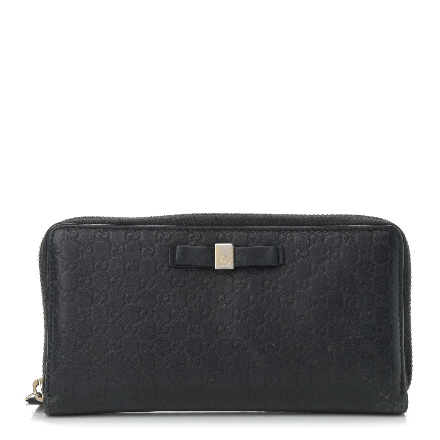 Gucci Microguccissima Bow Zip Around Wallet Black 1 of 12