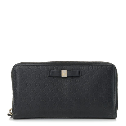 Gucci Microguccissima Bow Zip Around Wallet Black 1 of 12
