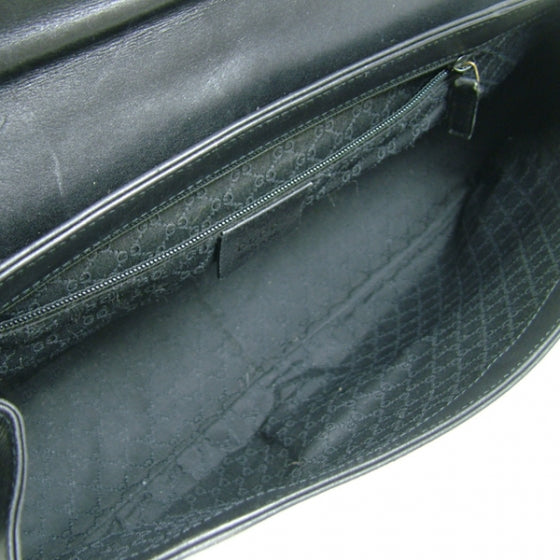 Leather Flap Shoulder Bag Black