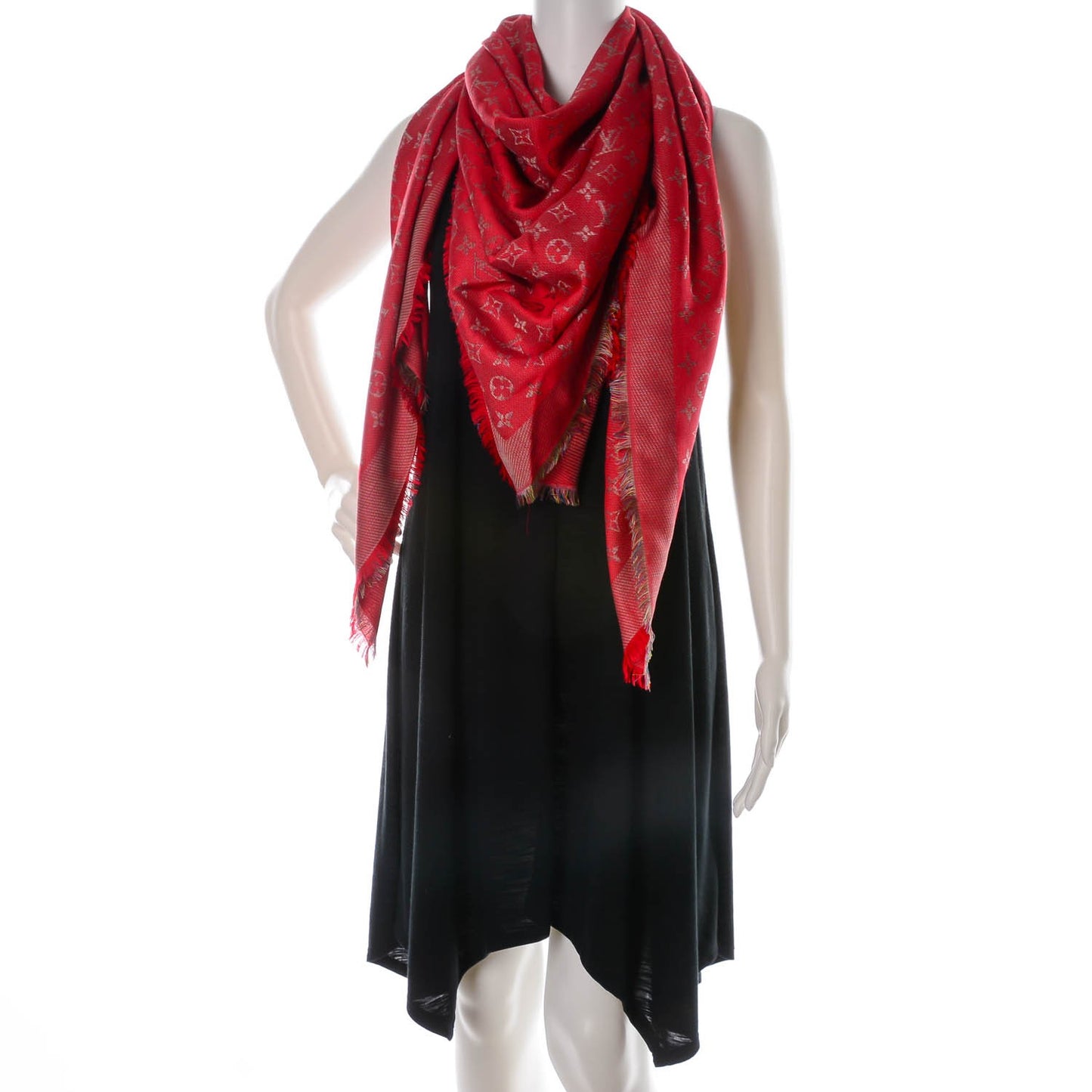 Wool Silk Monogram Rainbow Shawl Rubis