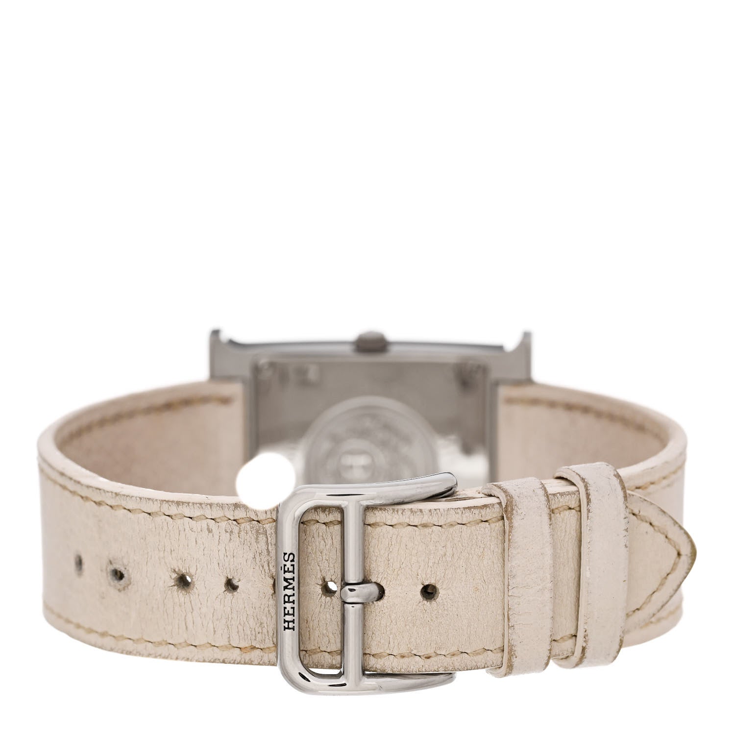 Hermes Stainless Steel Epsom Diamond Mother of Pearl 26mm Heure H Hour Quartz Watch Blanc 3 of 5