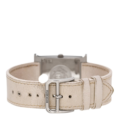 Hermes Stainless Steel Epsom Diamond Mother of Pearl 26mm Heure H Hour Quartz Watch Blanc 3 of 5