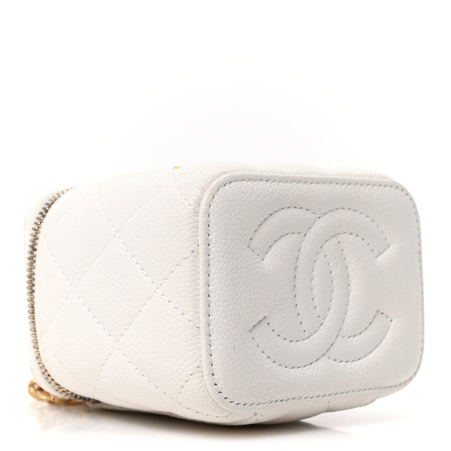 Caviar Quilted Sweetheart Mini Vanity Case  White White