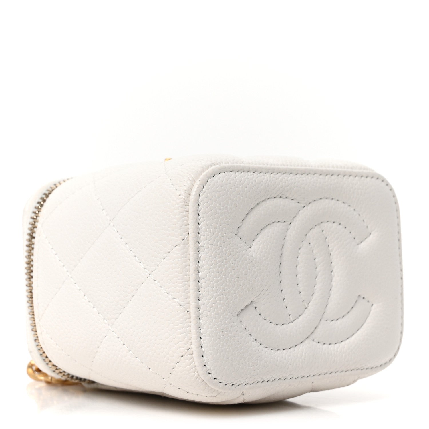 Chanel Caviar Quilted Sweetheart Mini Vanity Case  White White 4 of 10