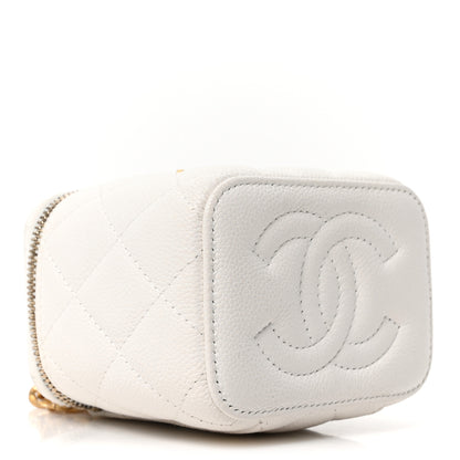 Chanel Caviar Quilted Sweetheart Mini Vanity Case  White White 4 of 10