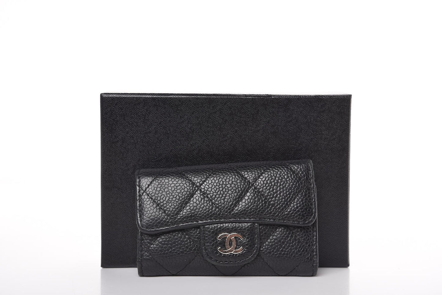 Caviar Quilted 6 Key Holder Black
