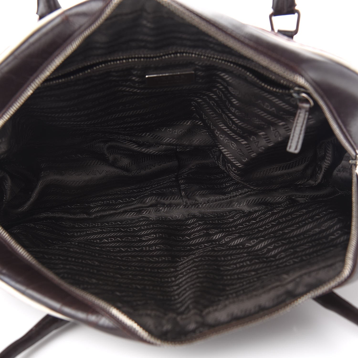 Prada Vitello Drive Perforated Bowling Bag Brown 2 of 12