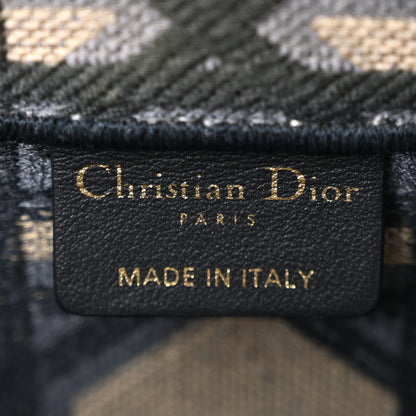Christian Dior Canvas Macrocannage Embroidered Medium Book Tote Beige Blue 6 of 12
