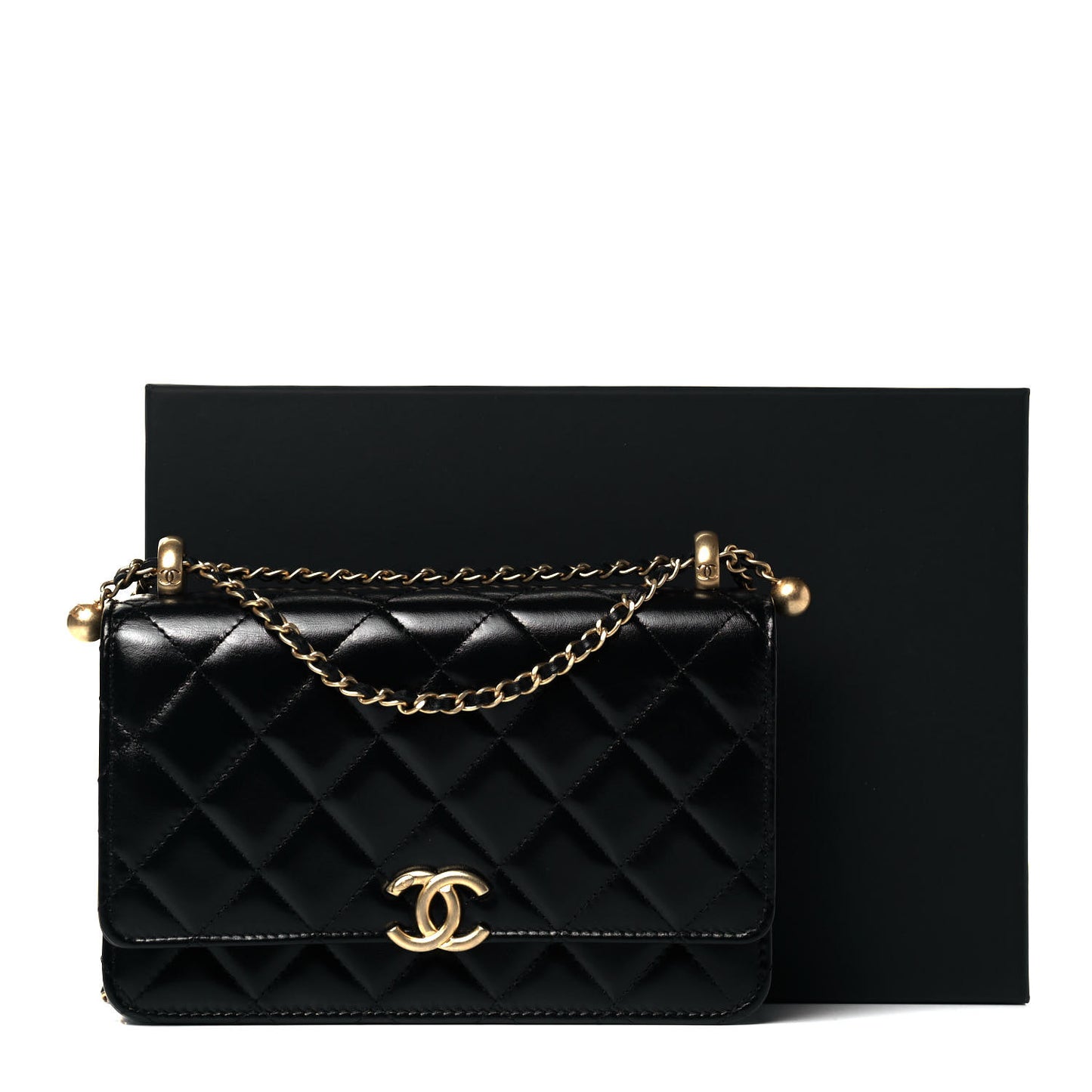 Calfskin Quilted Perfect Fit Wallet On Chain WOC Black