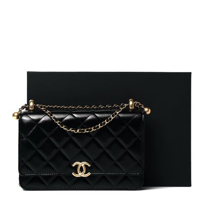 Chanel Calfskin Quilted Perfect Fit Wallet On Chain WOC Black 10 of 10