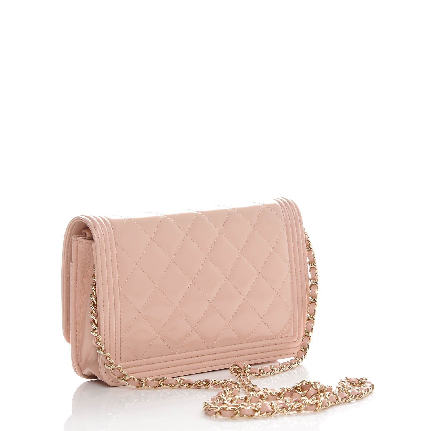 Chanel Iridescent Calfskin Quilted Boy Wallet On Chain WOC Light Pink 3 of 7