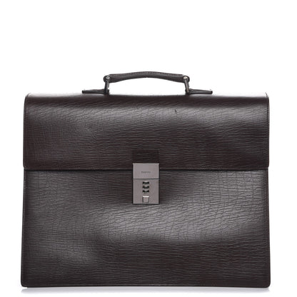 Gucci Calfskin Embossed Gusset Briefcase Brown 1 of 9